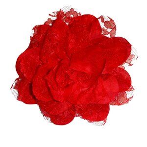 Red Lace Flower Brooch/Pin, Hair Accessory, Corsage